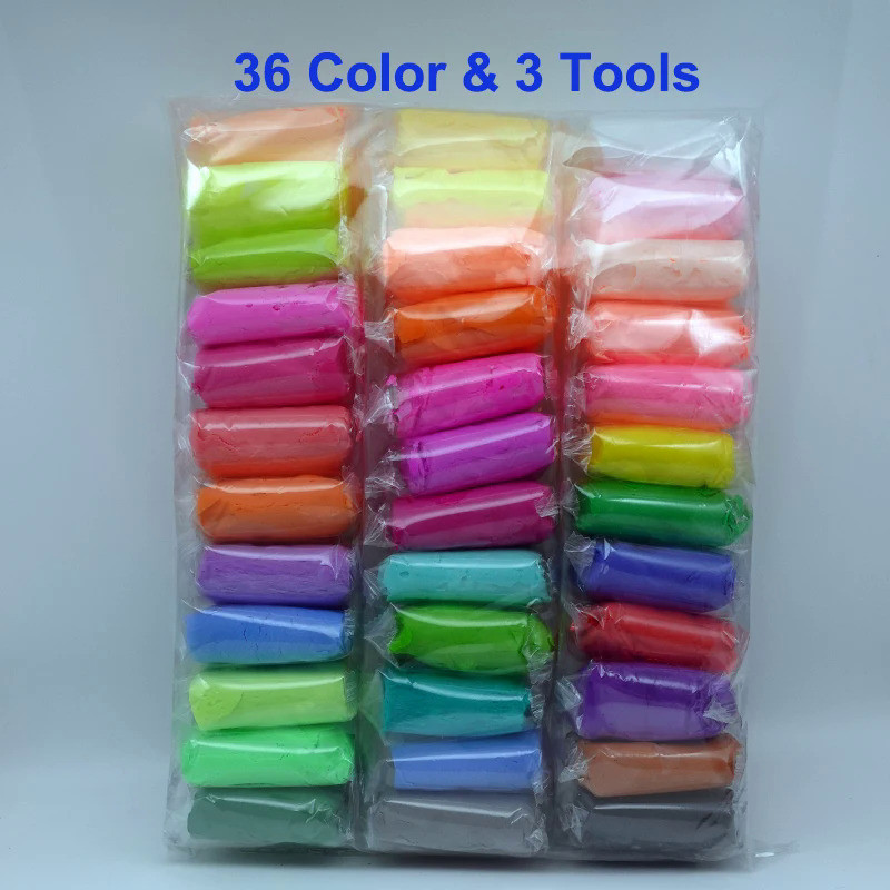 36 Colors Air Dry Plasticine Modeling Clay Educational 5D Toy For Children Gift Play Dough Light Playdough Slimes Kids P