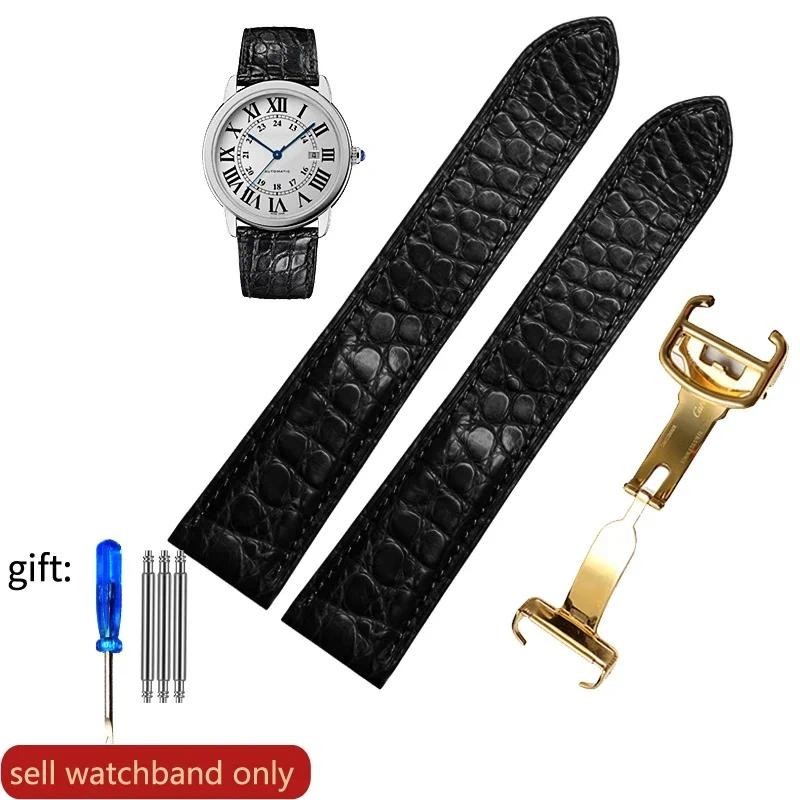 สายนาฬิกาข้อมือหนังจระเข้ สําหรับ Cartier Tank Solo London Series Polar W5200004 W.6701011 สายนาฬิกาข้อมือ แบบนิ่ม ขนาด 16 มม. 17 มม. 18 มม. 20 มม. 22 มม. 23 มม. สําหรับผู้ชาย และผู้หญิง