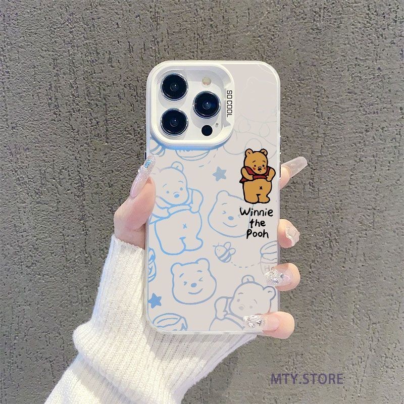 เคสโทรศัพท์มือถือ แบบสองชั้น กันกระแทก ลายการ์ตูนหมีพูห์น่ารัก สําหรับ iPhone 15 14 13 12 11 ProMax XS
