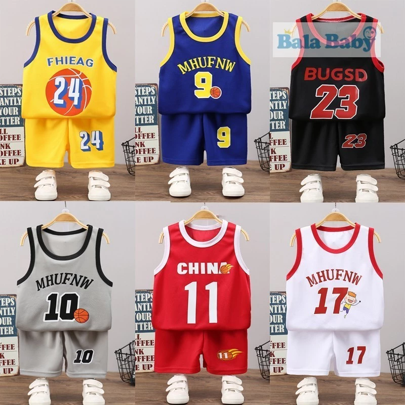 ชุดกีฬาเด็ก เสื้อกล้ามเด็กผู้ชาย ชุดบาส/บอลเด็ก QY05 อายุ 1-3 ขวบ