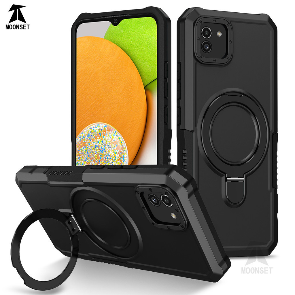 สําหรับ Samsung A03 / A04 / A04E / A05 กรณีแหวนขาตั้ง Hard PC กลับ Soft TPU Edge ทหาร-เกรด Drop ป้องกันกันกระแทก Slim บางฝาครอบ