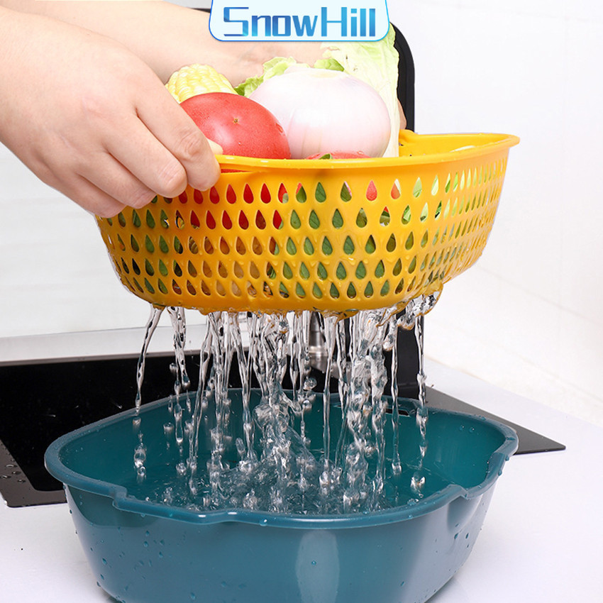 S.H ตะกร้าล้างผลไม้ 2ชั้น  2in1 ตะกร้าล้างผัก Basin for washing vegetables