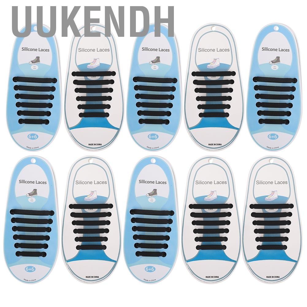 Uukendh 60pcs Silicone Lazy Shoelaces Elastic No Tie Shoe Laces Running Sneakers DIY MNS
