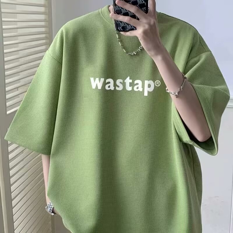 Waffle PlusขนาดM-5XLOversize Streetwear Tเสื้อแฟชั่นสนุกตัวอักษรพิมพ์เสื้ออินเทรนด์UnisexสีดําTee Ni