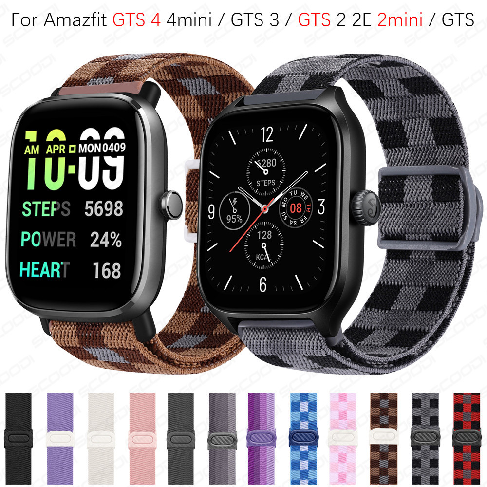 สายนาฬิกาข้อมือ ไนล่อน แบบยืดหยุ่น สามารถปรับได้ สําหรับสมาร์ทวอทช์ Amazfit GTS 4 4Mini GTS 3 GTS 2 
