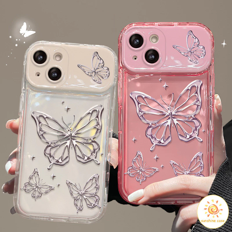 กระจกพับ กระจกแต่งหน้ารูปผีเสื้อสวยงามเต็มจอ ไอโฟน11 For iPhone12 13 14 15Pro MAX X XS XR XS 6 7 8Plus SE2020เคสโทรศัพท์