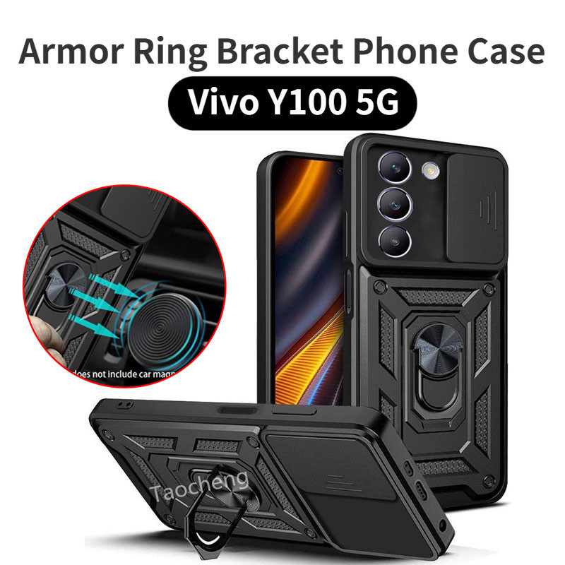 เคสโทรศัพท์สําหรับVivo Y100 Y200 Y04 5G 2024 Push Window Hardกันกระแทกดึงปลอกเลื่อนกันกระแทกฝาหลัง