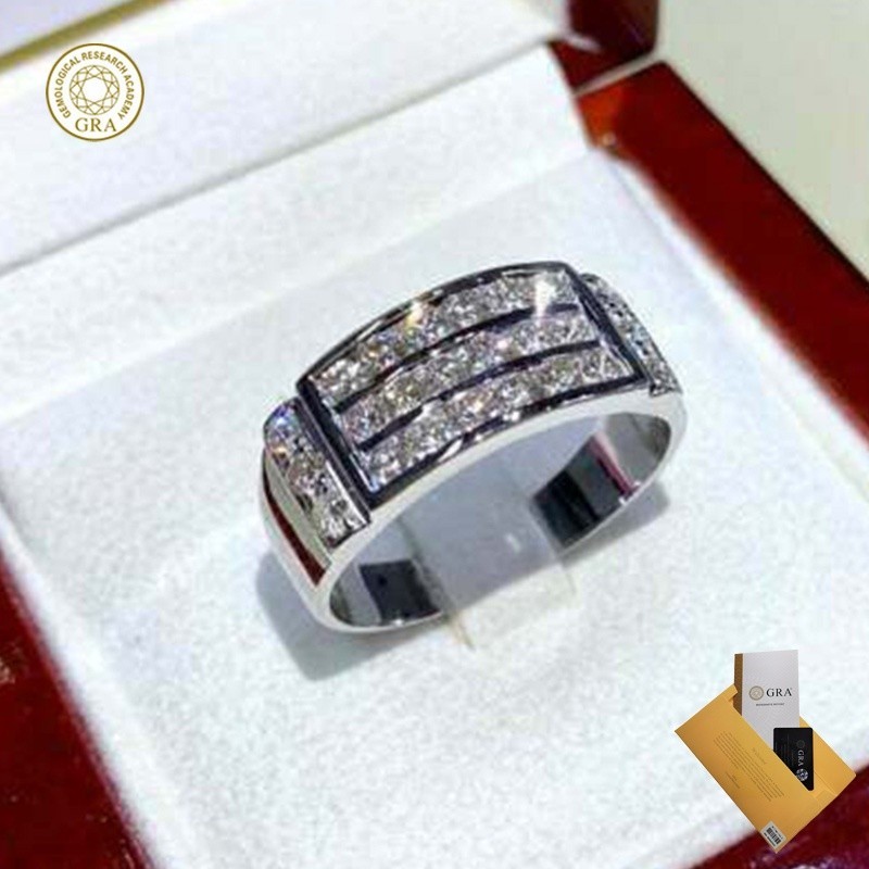 ( พร ้ อมใบรับรอง Gra ) สร ้ อยข ้ อมือใหม ่ หรูหราครบชุด Moissanite Platinum Ring สําหรับผู ้ หญิง
