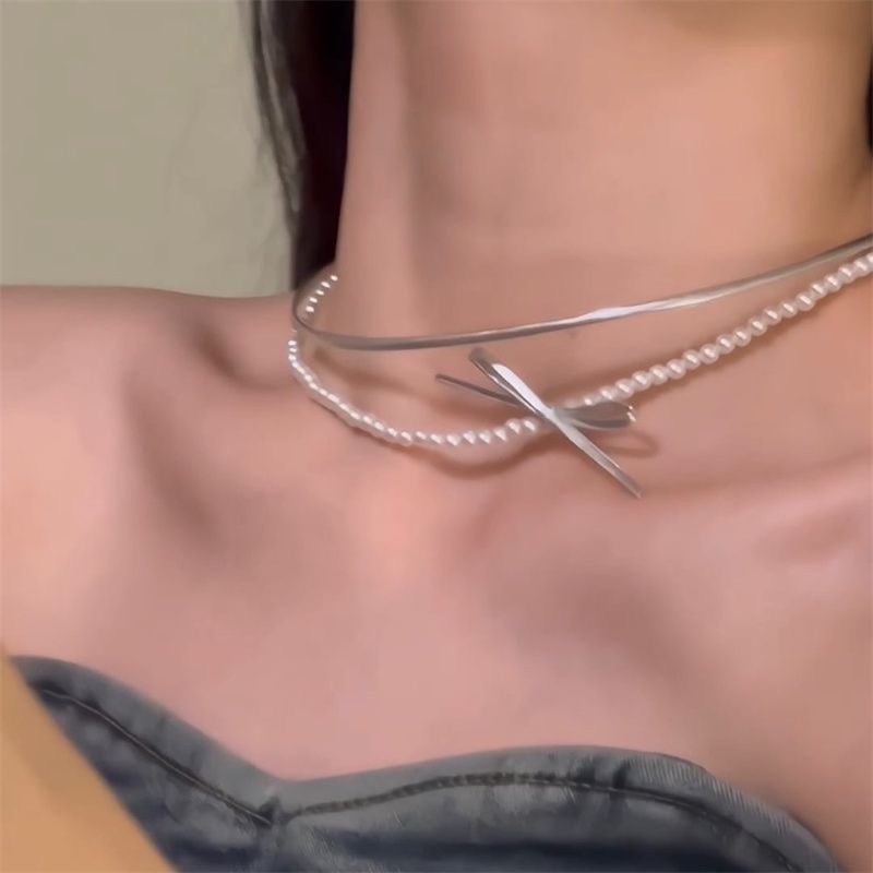 สร้อยคอโซ่ ประดับโบว์ และไข่มุก เข้ากับทุกการแต่งกาย สไตล์เกาหลี