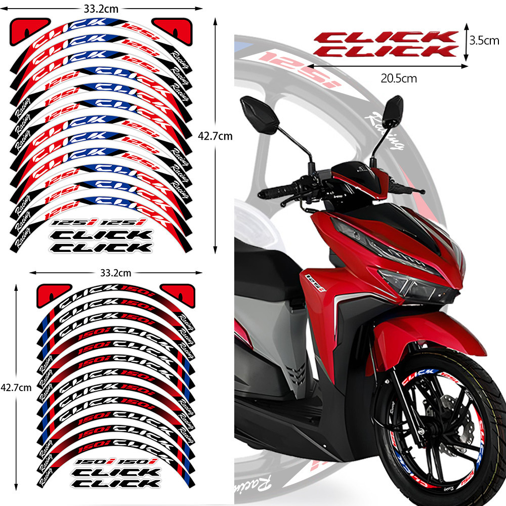 สติกเกอร์สะท้อนแสง กันน้ํา 125i 150i 14 นิ้ว สําหรับตกแต่งขอบล้อรถจักรยานยนต์ HONDA CLICK150i CLICK125i