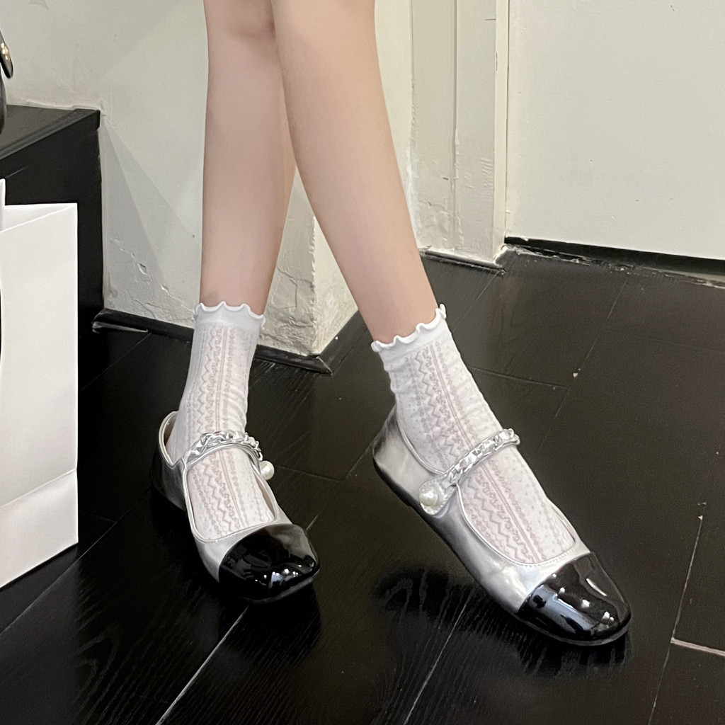 ถุงเท้าข้อสั้นลูกไม้สีขาว สไตล์โลลิต้า ผ้ามีความนุ่มสบายเหมาะสำหรับช่วงฤดูร้อน