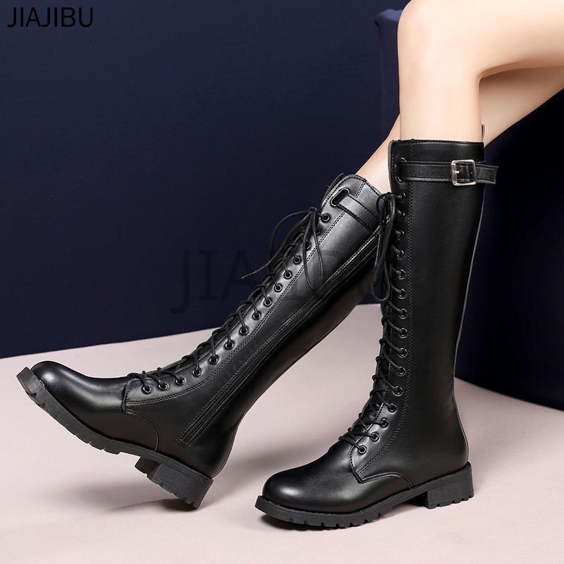 Size 35-43 Korean Fashion Platform Cowboy Boots Plus Size Women's Shoes Non-slip Thick Heel Long Boots 42 British Black Lace Up Knight Boots Retro Zipper Martin Boots High Boots 41 Korean Fashion Motorcycle Boots Cosplay Leather Boots Dance Boots