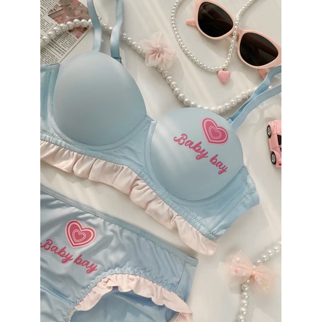 บาร์บี้สีฟ้าไร้รอยต่อรอบครึ่งคัพชุดชั้นในผู้หญิงเต้านมขนาดเล็กรวบรวมรูปลักษณ์ขนาดใหญ่ไม่มีแหวนเหล็กเซ็กซี่บริสุทธิ์ปรารถนาชุดชั้นใน - รูปที่ 4