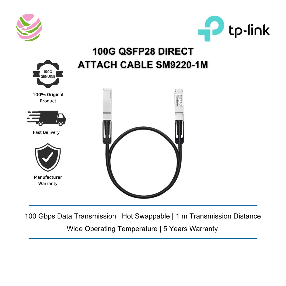 TP-Link Omada 1 เมตร 100G QSFP28 สายเชื่อมต่อโดยตรง (SM9220-1M)