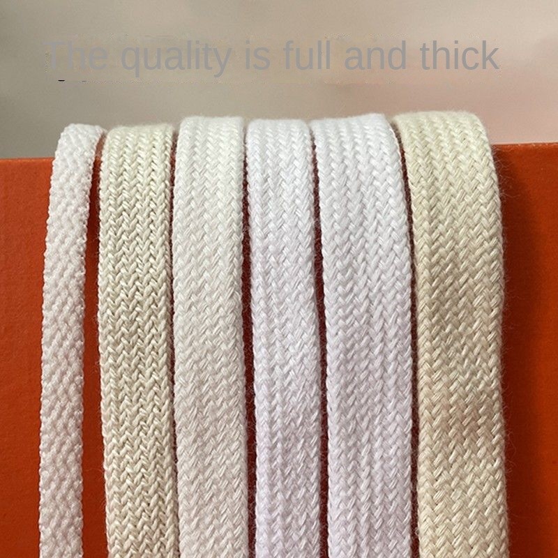 1.2 ซม. เชือกรองเท้าผ้าฝ้ายสีดำและขาว แคบ กว้าง สั้นพิเศษ ยาวพิเศษ แบน ใช้ได้กับรองเท้าชั้นเดียวและชั้นสอง