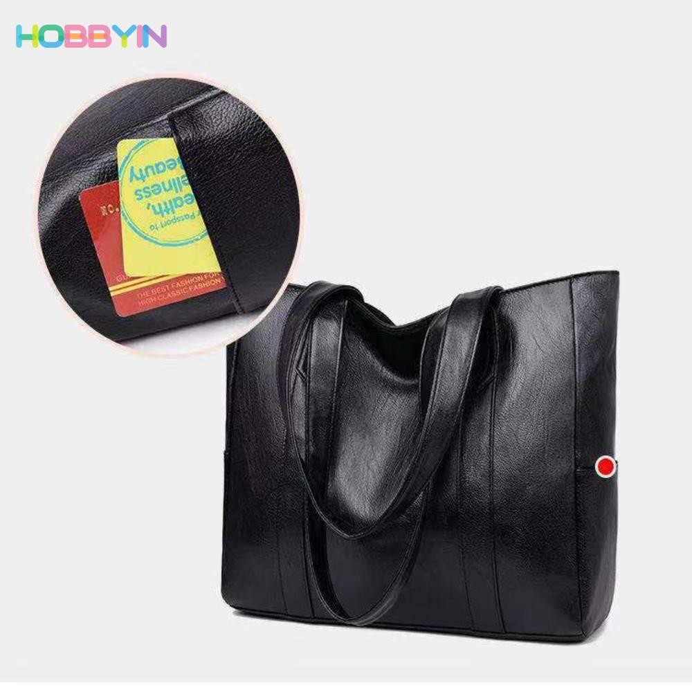 HOBBYIN กระเป๋าถือ กระเป๋าสะพายไหล่ หนัง PU นิ่ม ทรงสี่เหลี่ยม สีพื้น สไตล์วินเทจ