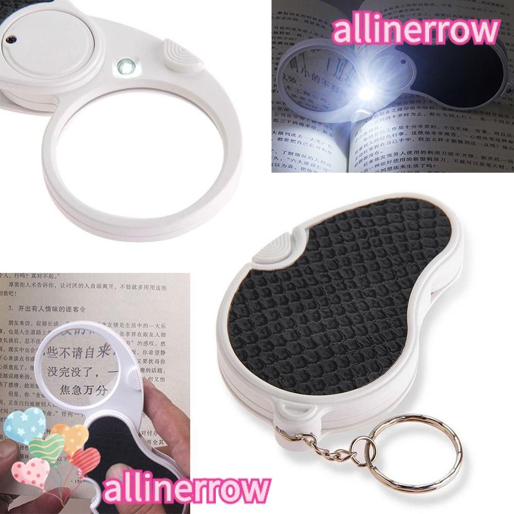 Allinerrow แว่นขยายแบบพับได้พร้อมโคมไฟ LED เลนส์แว่นขยาย Mini HD