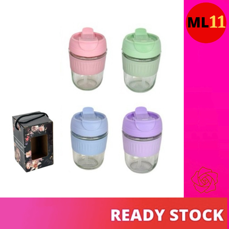 (350ml) ถ้วยกาแฟพร้อมฝาปิด Tumbler พร้อมหลอด Tumbler Idea แก้วแก้ว Hadiah Doorgift Kahwin ประตู GL67