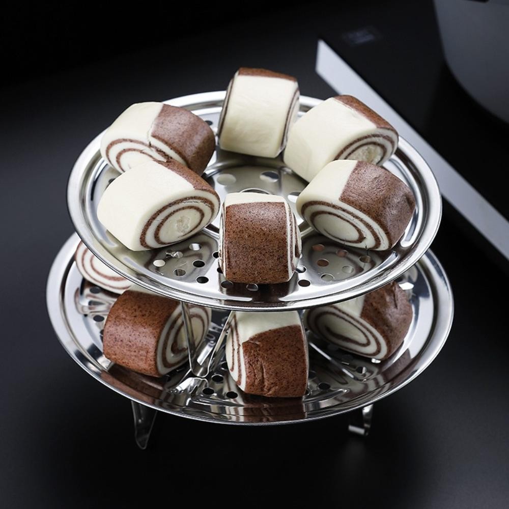 Benjmoore อุปกรณ์ครัว Steamer, ช่องหม้อต้มสแตนเลสแผ่นนึ่ง, ชั้นวางหม้อหุงข้าวนึ่งทรงกลม 16-34 ซม. - รูปที่ 6