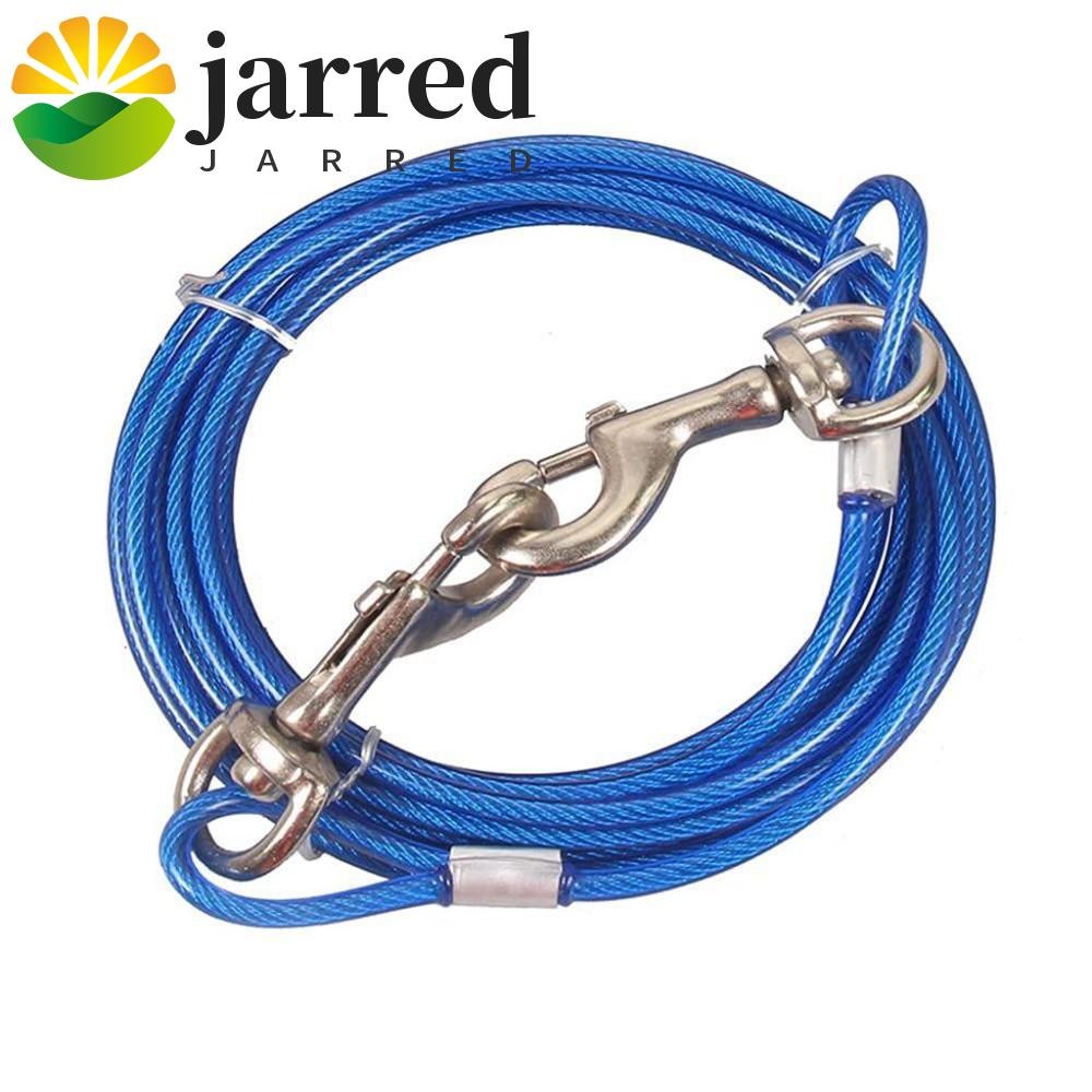 Jarred Dog Tie Out Cable Anti-Bite ทนทานสําหรับสองสุนัข Camping/เดินป่า/Park เคลือบ PVC Strong สายจูงสายสัตว์เลี้ยง