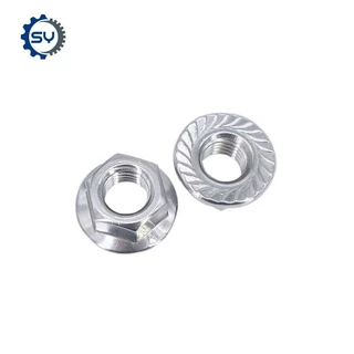 [SENYAN]หัวน็อต ตัวเมีย ติดแหวน สแตนเลส 304 เกลียวมิล หยาบ M6 M8 M10 M12 M14 M16 M20 Hexagon Flange Nut /w Serration SUS304