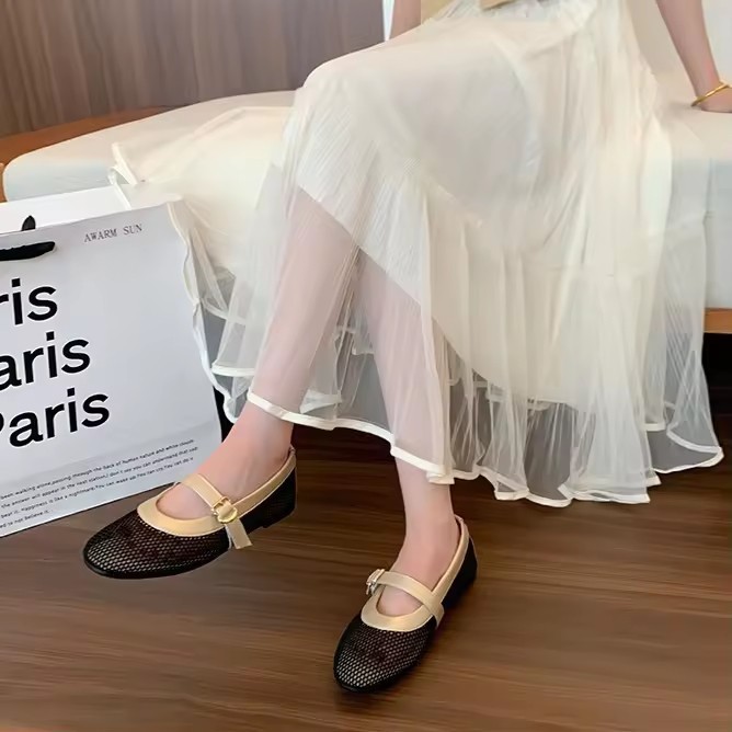 พร้อมส่งจาก กทม. รองเท้าแมรี่เจน ตาข่ายสวยไม่กัดเท้า Mary jane shoes ใส่สบายระบายอากาศ