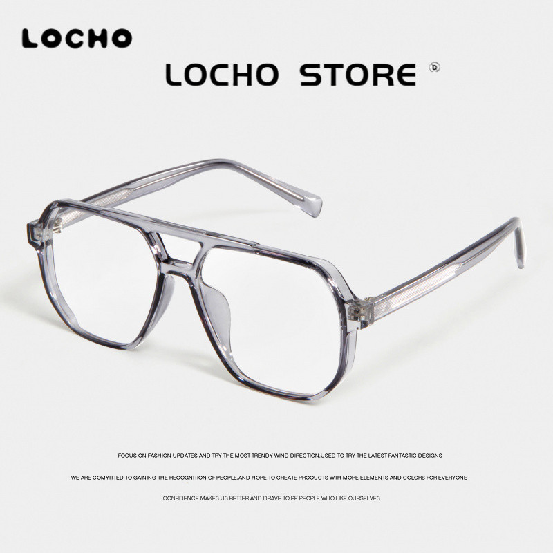 LOCHO Retro Transchromatic Pilot twin-beam anti-blue TR spectacle frame สุทธิสีแดงแว่นตาแผ่นกรอบใหญ่ออกแบบเฉพาะเสน่ห์อนันต์หน้าเทรนด์ซันไชน์ฤดูร้อน