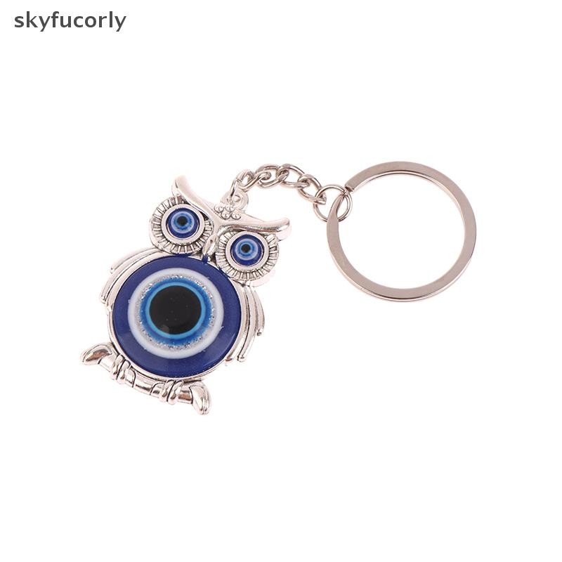 [SKY] Blue Evil Eye Owl Lucky Charm พวงกุญแจรถจี้กุญแจรถสัตว์แฟชั่นพวงกุญแจผู้ถือกระเป๋าอุปกรณ์เสริมเครื่องประดับ VN