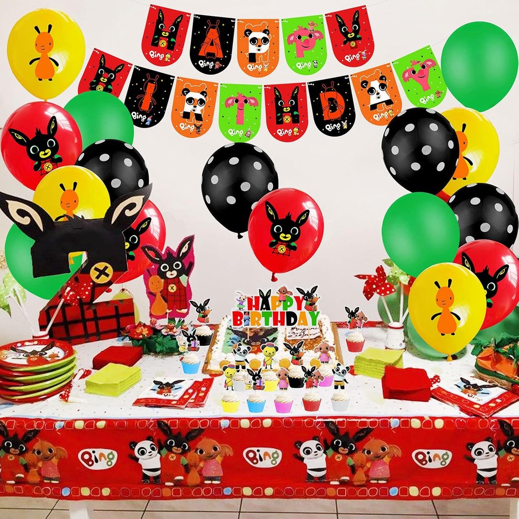 1 ชุด Black Bunny Bing Bing Birthday Decor Set - Baby Shower & อุปกรณ์งานเลี้ยงวันเกิดที่ 1