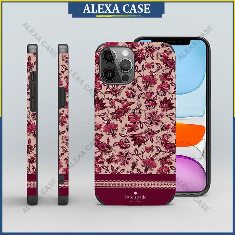 เคสป้องกันโทรศัพท์มือถือหนังแกะ ลาย Kate Spade สําหรับ iPhone 15 Pro Max 14 Pro Max 13 Pro Max 12 Pro Max XS Max 8 Plus SE 7FUM24