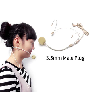 ไมค์คล้องหู คาดหัว ขนาด 3.5 มม สีครีม ไมค์ลอยเสียงดี ปรับง่าย
