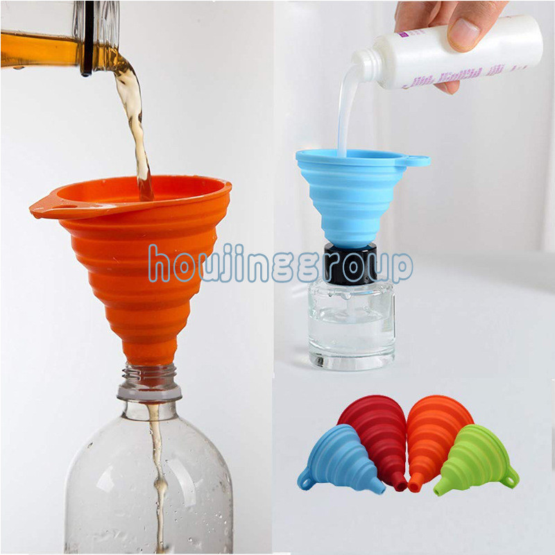 พร้อมส่ง กรวยซิลิโคน เกรดอาหาร ขนาดเล็ก แบบพกพา พับได้ สําหรับใส่น้ํามัน แอลกอฮอล์รั่ว 1 ชิ้น