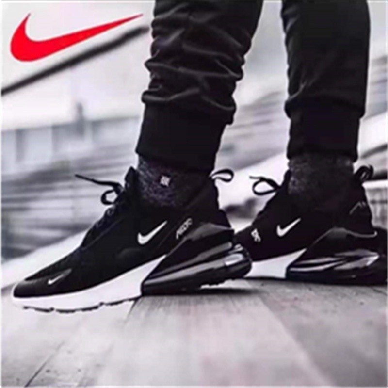 ยาง Nike Airmax270 กีฬาแนวโน้มผ้าใบแฟชั่น Flyknit270 สำหรับผู้ชายและผู้หญิง รองเท้า free shipping
