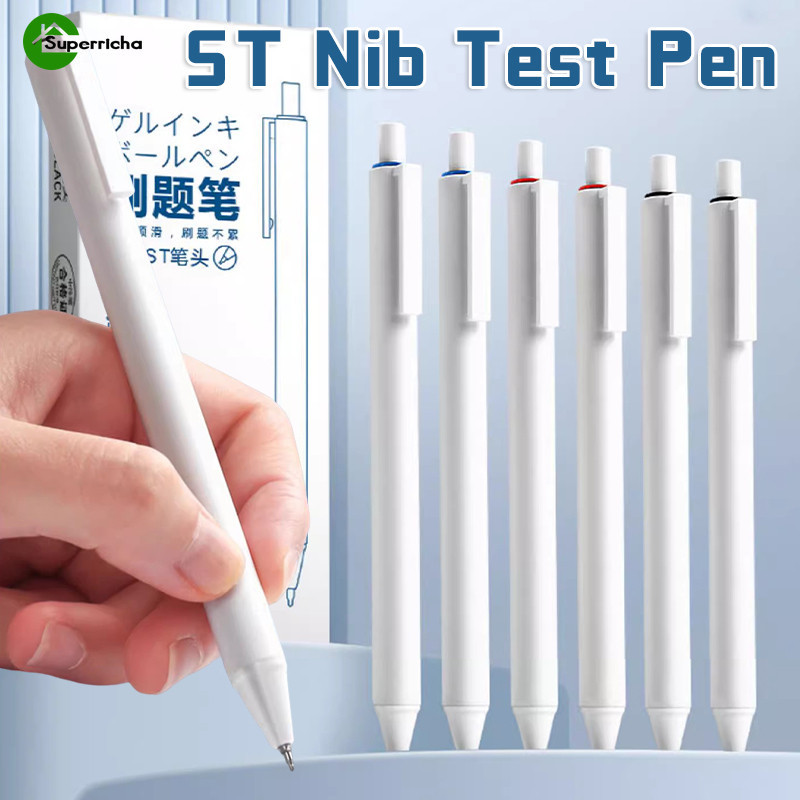 ปากกาหมึกเจล แบบกด แห้งเร็ว 0.5 มม. สีดํา แดง น้ําเงิน สําหรับโรงเรียน สํานักงาน เครื่องเขียน