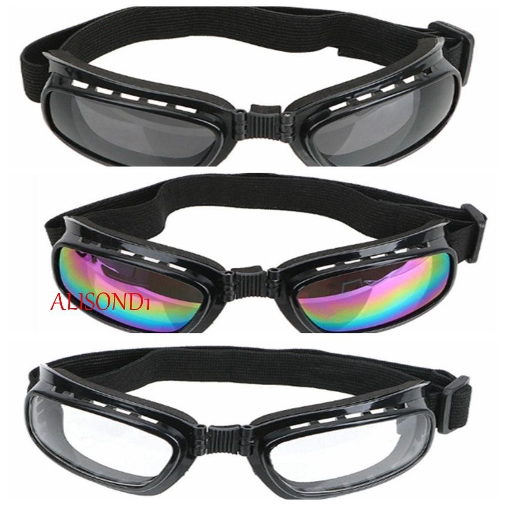 Alisond1 แว่นตาขี่จักรยาน, แว่นตาสโนว์บอร์ด พับได้ กันลม, กีฬากลางแจ้ง วินเทจ กันฝุ่น ป้องกันรังสียูวี แว่นตารถจักรยานยนต์ เล่นสกี