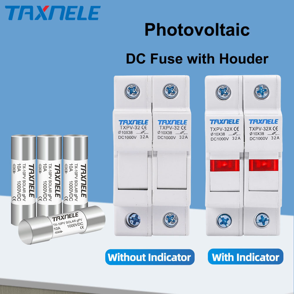 ฟิวส์พลังงานแสงอาทิตย์ 2P DC PV 1000V พร้อมฐานป้องกัน 6A 10A 15A 20A 25A 30A