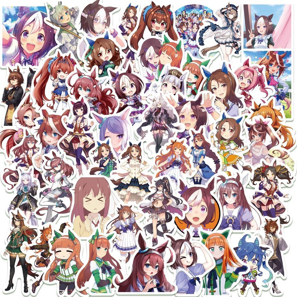 สติกเกอร์ PVC กันน้ํา ลายอนิเมะเกมวิดีโอเกม Pretty Derby 50 ชิ้น