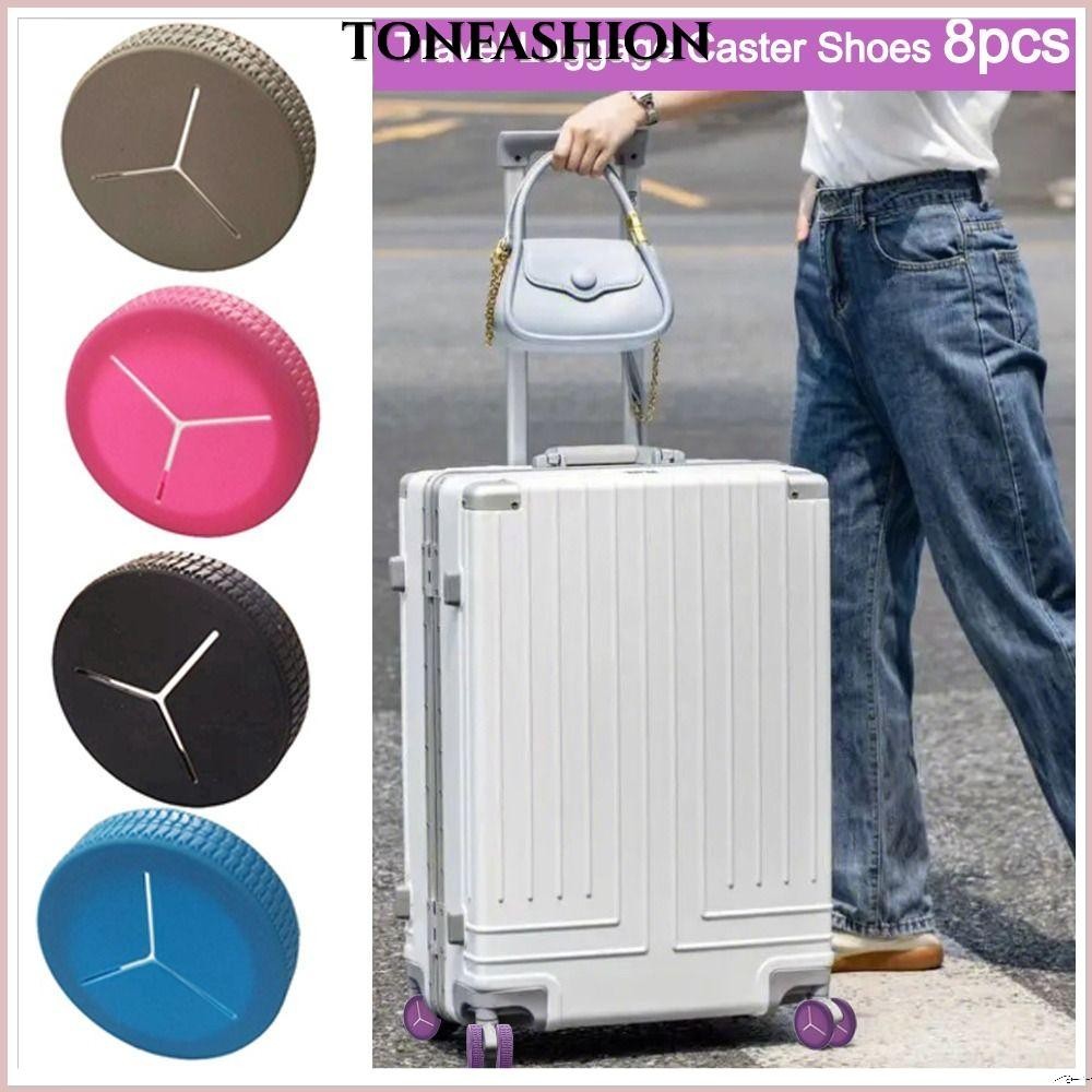 Tonfashion ฝาครอบล้อกระเป๋าเดินทาง ซิลิโคน ลดเสียงรบกวน 8 ชิ้น ต่อชุด