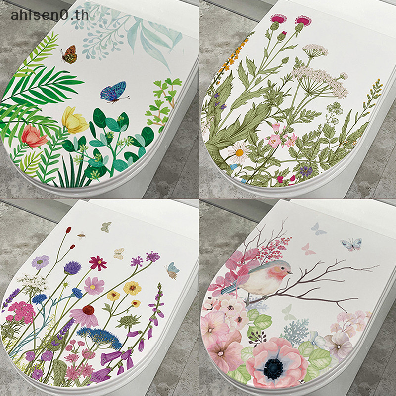 Ahlsen0 สติกเกอร์ ลายนก ดอกไม้ หญ้า มีกาวในตัว ลอกออกได้ สําหรับติดตกแต่งห้องน้ํา ห้องสุขา หน้าต่าง