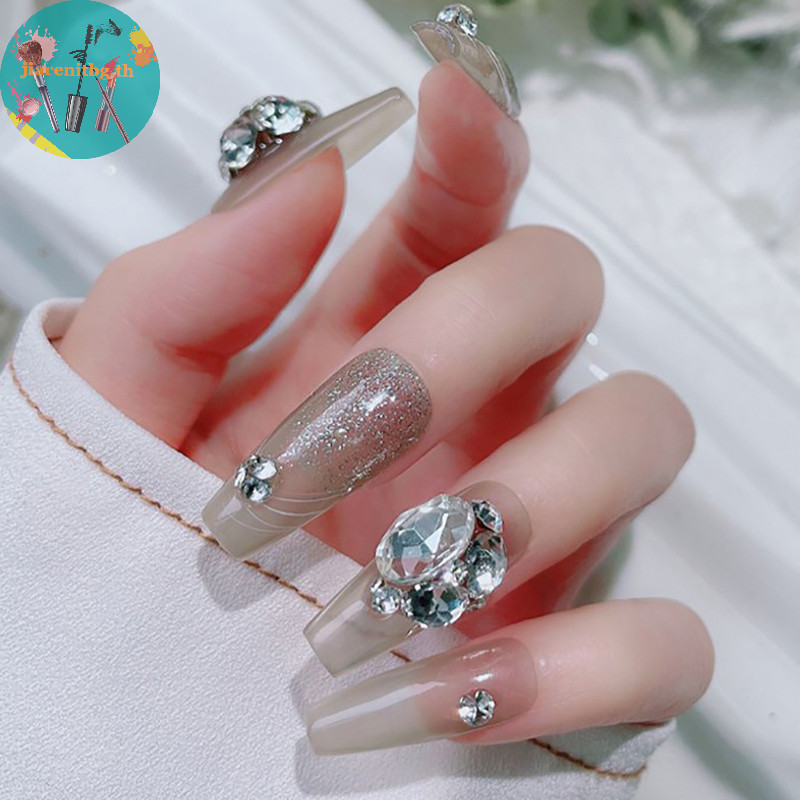 Renbg หินคริสตัล พลอยเทียม รูปหยดน้ํา สีขาว สําหรับตกแต่งเล็บ DIY 10 ชิ้น
