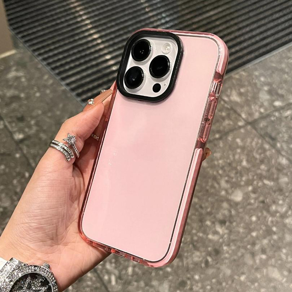 สีม่วงสีชมพูขอบสีเคสโทรศัพท์สําหรับiPhone 17 Pro Max 17 Air 16 Plus 15 14 13 12 11 Pro Maxครอบคลุมเต็มรูปแบบกันกระแทกป้องกันโปร่งใสสีFrosted Soft Cover - รูปที่ 3