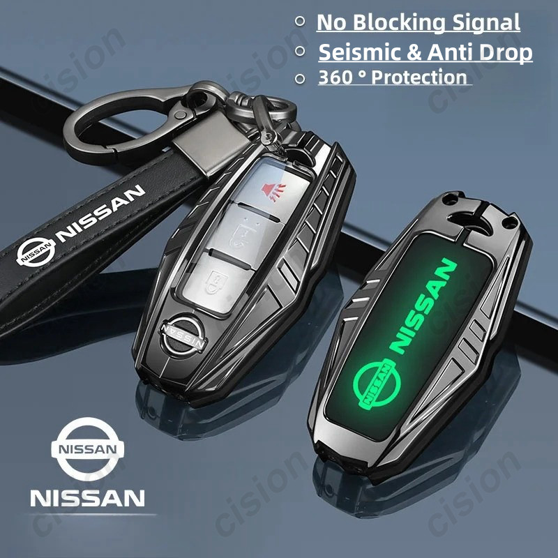 เคสกุญแจรีโมทรถยนต์ ซิลิโคนสังกะสีอัลลอย TPU เรืองแสง สําหรับ Nissan Xtrail Almera Serena March Micra Livina Juke Leaf Note Cube Kicks Terra Tiida