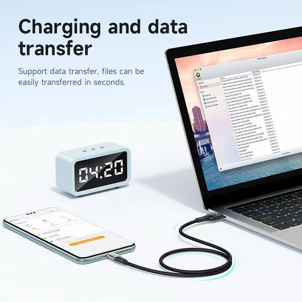 Hoco HK54 สายชาร์จ เห็นแผงวงจร มีไฟLED สำหรับ iOS/Micro/TC จ่ายไฟ 3A ยาว 1M  ไนล่อนแข็งแรง hc7 - รูปที่ 4