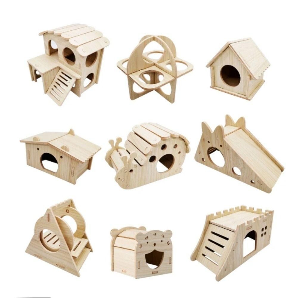 ประกายไฟ หนูแฮมสเตอร์ไม้เนื้อแข็งบ้านขนาดเล็ก,กระดานหกหนูแฮมสเตอร์แบบถอดได้ บันไดรังหนูแฮมสเตอร์, รังนอนหนูแฮมสเตอร์ ทําเอง สัตว์เลี้ยงขนาดเล็กวิลล่าสัตว์เ