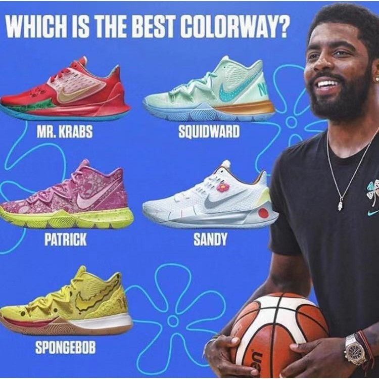 %100 stock  x Spongebob Squarepants Kyrie 5 Men Basketball Shoes  Shoes NBA