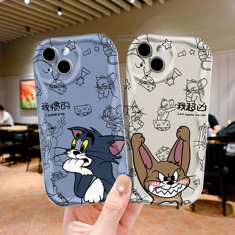 เคสโทรศัพท์มือถือนิ่ม ขอบโค้ง ลายการ์ตูน Tom and Jerry 3D สําหรับ OPPO Reno 4 Pro 4F 5F 6 7Z 8 Pro 8T 10 Pro