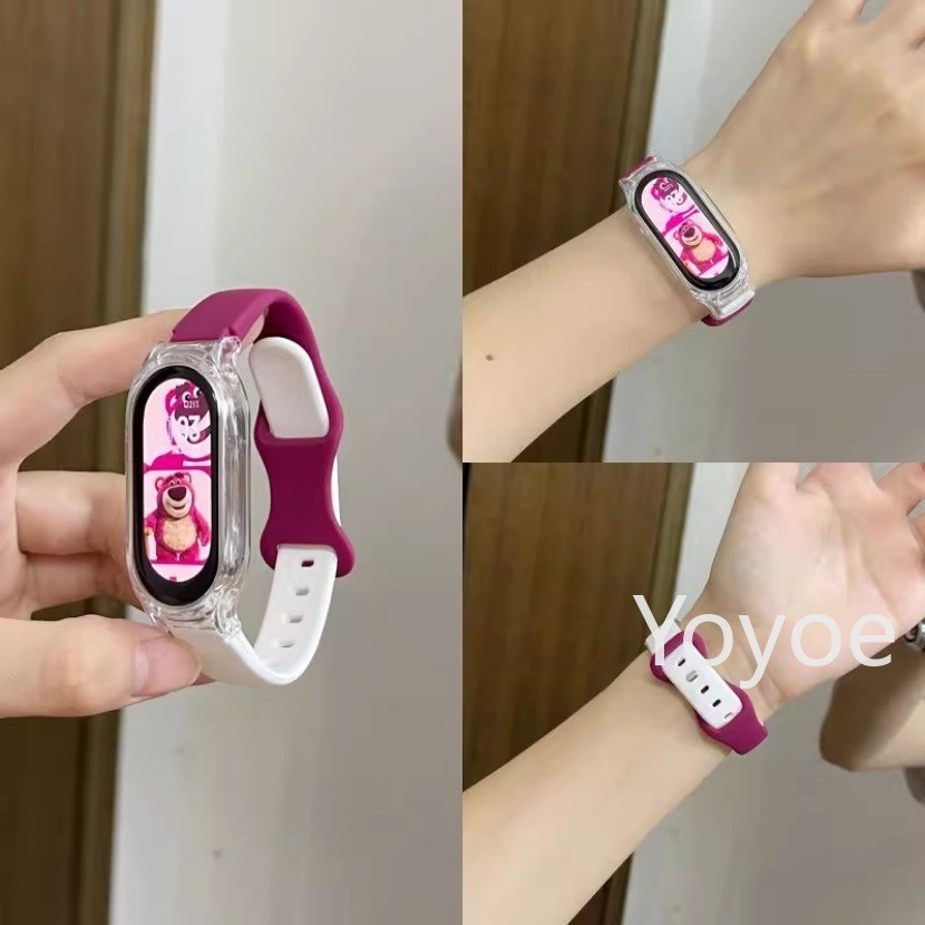 สายรัดซิลิโคน+ฝาครอบใสสําหรับ เสี่ยวหมี่ ไมล์ วง9 8 7 6 5 4 3 เอ็นเอฟซี เปลี่ยนข้อมือสร้อยข้อมือกีฬาสําหรับ ไมล์ วง6 5 4 3 คอร์เรีย สายนาฬิกาข้อมือ อุปกรณ์เส
