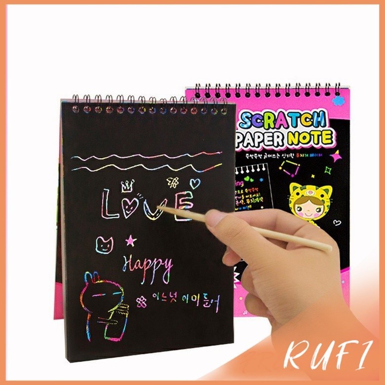 สมุดโน๊ตขูดสีรุ้งเล่มเล็กเกาหลี กระดาษวาดรูปสีสันสดใส พร้อมจัดส่ง children's picture book