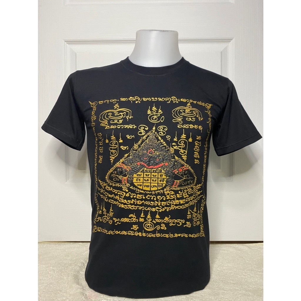 (🔥พร้อมส่ง🔥)  เสื้อยืด เสื้อลายยันต์ พระราหู แขนสั้น ผ้า cotton com32 สกรีนหน้าหลัง เสื้อสวย ราคาถูก