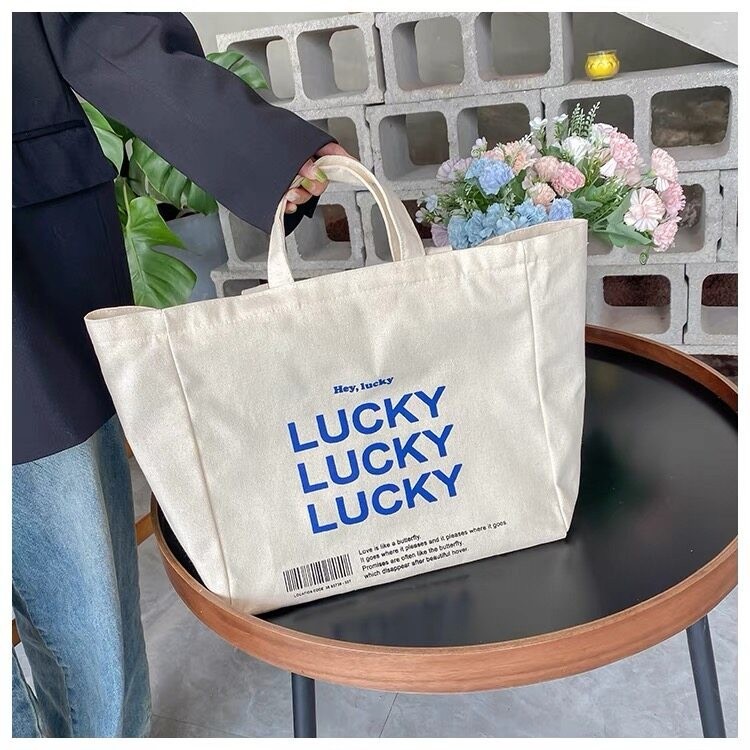 🔥กระเป๋าสะพายไหล่ มีซิป ผ้าแคนวาส แบบเรียบ สไตล์เกาหลี Canvas Bag กระเป๋าสะพายข้าง กระเป๋าผ้าสวยๆ Tote bag